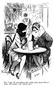 A Gossip in a Cafe: A Vintage Print by Alfred Bestall