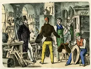 19th Century Scene in a Saddlery Workshop Print
