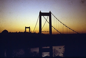 Scene at sunset, bridge over the River Tamar, Cornwall Scene at sunset, bridge over the River Tamar, Cornwall
