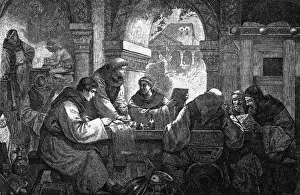 Medieval Monastic Life Prints: Scholarly Monks