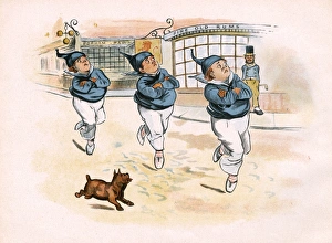 Three schoolboys run away from school in nautical disguise Three schoolboys run away from school in nautical disguise