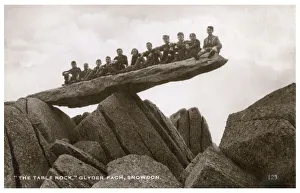 Schoolboys sitting on The Table Rock, Glyder Fach, Snowdon Schoolboys sitting on The Table Rock, Glyder Fach, Snowdon