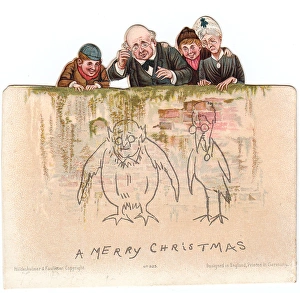 Schoolboys and teachers on a Christmas card Schoolboys and teachers on a Christmas card