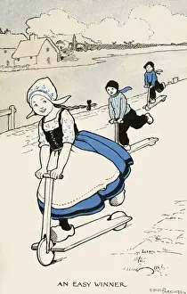 Scootering An Easy Winner Print by Ethel Parkinson