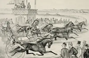 Racing Horses Prints: Scoring or the first heat: ringing them back