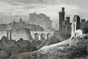 19th Century Engraving Print of Edinburgh Scotland