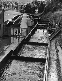 Pitlochry Hydro-Electric Station Print, Scotland 1960s
