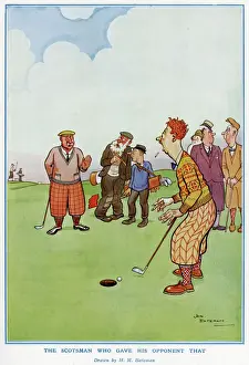 H M Bateman's 1928 Print of a Golfing Faux Pas
