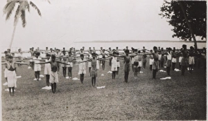 Scouts exercising at camp, Fiji, South Pacific Scouts exercising at camp, Fiji, South Pacific