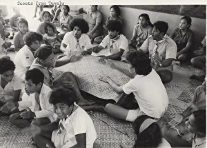Scouts singing, Tuvalu, Gilbert Islands, Pacific Scouts singing, Tuvalu, Gilbert Islands, Pacific