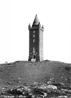 Prints of Scrabo Tower - a vertical front view of the tower. (Location: Northern Ireland; County Down; Newtownards). Date: circa early 1900s Newtownards Prints: Scrabo Tower Print - Northern Ireland, circa early 1900s
