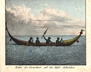 Sea canoe paddled by natives of Arsacides cape Sea canoe paddled by natives of Arsacides cape