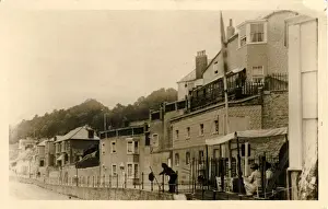 Black and White Print of a Seafront Scene