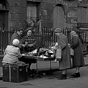 Second hand clothes stall, street market, London Second hand clothes stall, street market, London