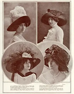 Vintage Hat Styles Prints: Selection of Edwardian hats 1910