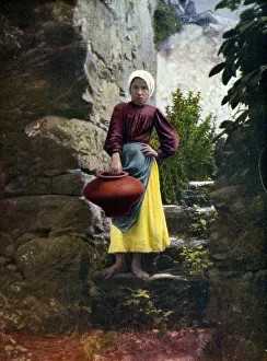 Servant girl with water jar, Gran Canaria, Canary Islands Servant girl with water jar, Gran Canaria, Canary Islands