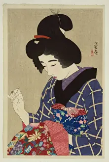 Antique Japanese Woodcuts Prints: Sewing