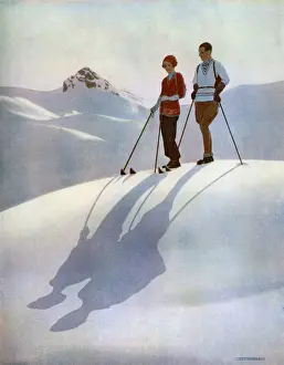 Winter Sports Couple Prints: Her Shadows by Pierrot