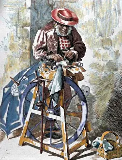 Colored Engraving History Prints: Sharpener street