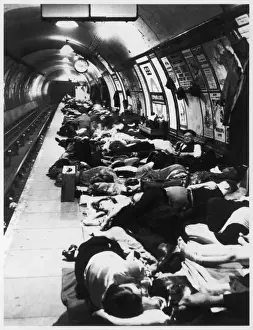 Elephant And Castle History Prints: Sheltering on Platform
