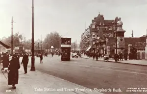 Shepherds Bush Tube Station and Tram Terminus Print 1920s