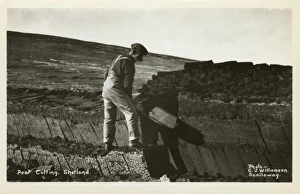 Shetland Islands - Cutting a peat bank Shetland Islands - Cutting a peat bank
