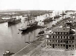 Ships in dock at Suez, Egypt, circa 1880s Ships in dock at Suez, Egypt, circa 1880s