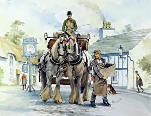 Malcolm Greensmith Artwork Prints: Shire horse drawn dray