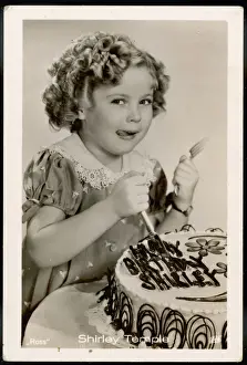 Related Prints: Shirley Temple Print: Vintage Image of Child Star with Birthday Cake