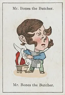 Prints of Mr Bones the butcher, from Happy Families devised in Britain by Mr Jacques in 1861 Falkirk Prints: Mr Bones the Butcher Print, 1861