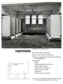 Shower partitions at public baths, Moston, Manchester Shower partitions at public baths, Moston, Manchester
