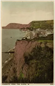 Devon Seaside Towns Prints: Sidmouth, Devon - View from the Cliffs (West)