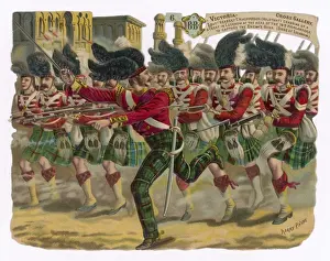 Print of Lieutenant Macpherson leading 78th Highlanders charge at Lucknow