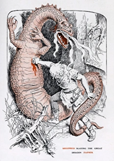 Siegfried slaying the great dragon Fafner Siegfried slaying the great dragon Fafner