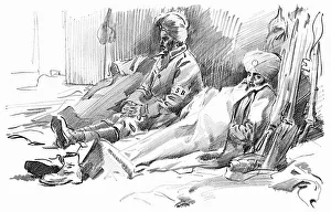 Sikh soldiers resting in a French building, WW1 Sikh soldiers resting in a French building, WW1