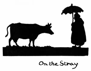 Woman With Parasol Prints: Silhouette, On the Stray