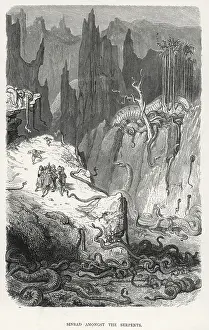 Victorian Art Prints: Sinbad and Serpents(Dore