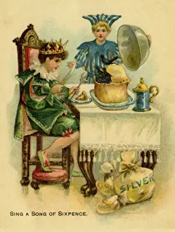 Money Prints: 19th Century Print of Sing a Song of Sixpence