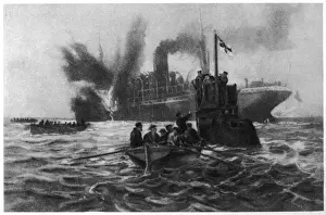 German Print of Sinking British Steamer Monkey