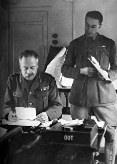 Sir Douglas Haig in private office on advanced GHQ train Sir Douglas Haig in private office on advanced GHQ train