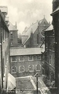 Prints of View over the quadrangle of the Sisters of the Poor Convent, Kilburn. Date: early 1900s Kilburn Prints: Early 20th Century Print of Kilburn Convent Quadrangle