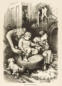 Victorian Christmas Prints: Sitting up for Santa
