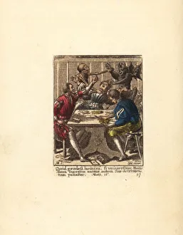 The Skeleton of Death and the Devil fight over a Gambler The Skeleton of Death and the Devil fight over a Gambler