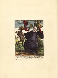 Skeleton of Death dragging away an Abbot by his robes Skeleton of Death dragging away an Abbot by his robes