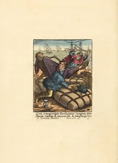 Skeleton of Death pulling the hair of a Merchant Skeleton of Death pulling the hair of a Merchant