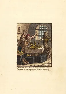 Skeleton of Death stealing gold from a Miser Skeleton of Death stealing gold from a Miser
