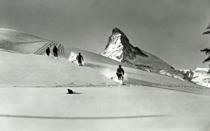 Skiers - Riffelboden - view of Matterhorn - nr. Zermatt Skiers - Riffelboden - view of Matterhorn - nr. Zermatt