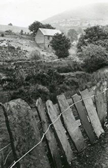 Slate fence and chapel, Corris, Gwynedd, North Wales Slate fence and chapel, Corris, Gwynedd, North Wales