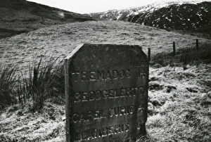 Slate milestone, Pen y Gwryd, North Wales Slate milestone, Pen y Gwryd, North Wales