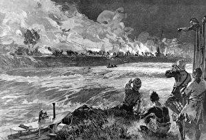 Slavers Raiding a Village on the Aruwimi River, Central Afri Slavers Raiding a Village on the Aruwimi River, Central Afri